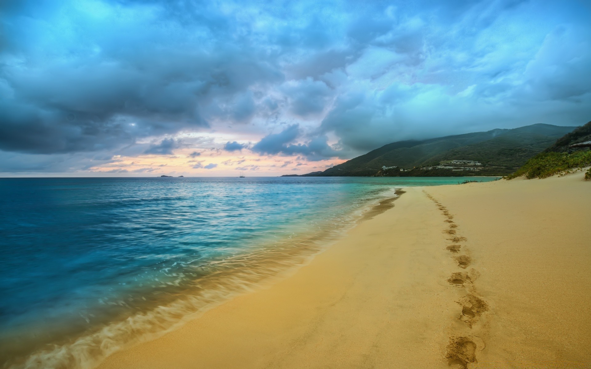 île plage eau sable mer voyage tropical mer océan surf paysage été soleil île beau temps ciel vacances idylle coucher de soleil