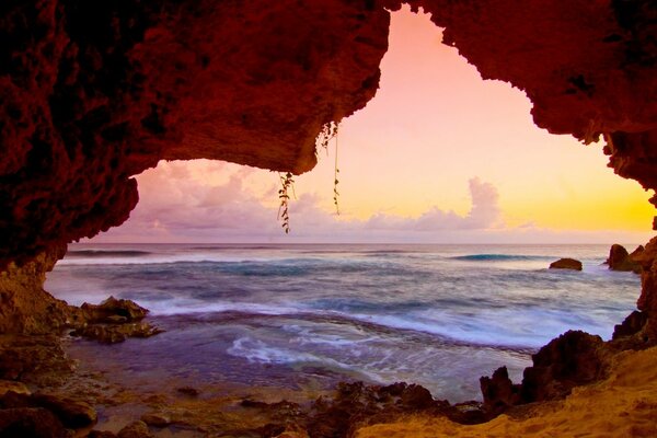 Raging waves and a rocky shore