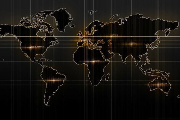 A map of the world with marked points of major cities. Earth Map