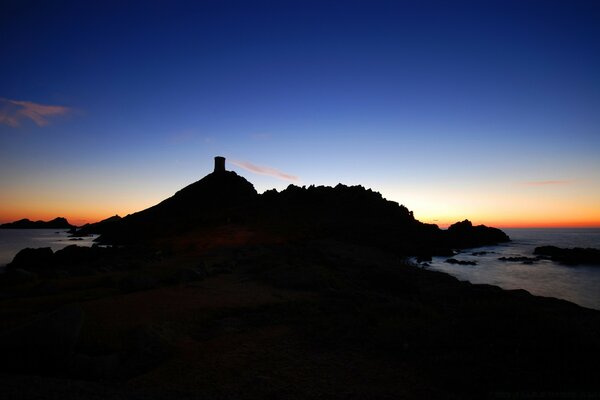 Morning twilight dawn on the island