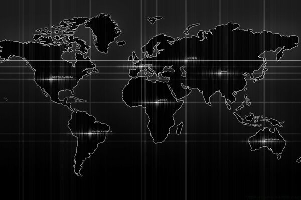 خريطة العالم سطح المكتب باللون الأسود