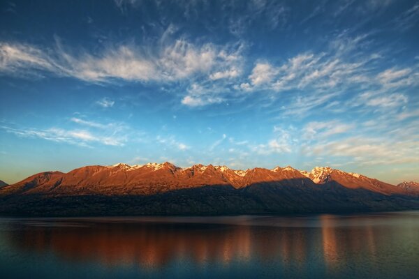 Blue sky, bare rocks and lakes