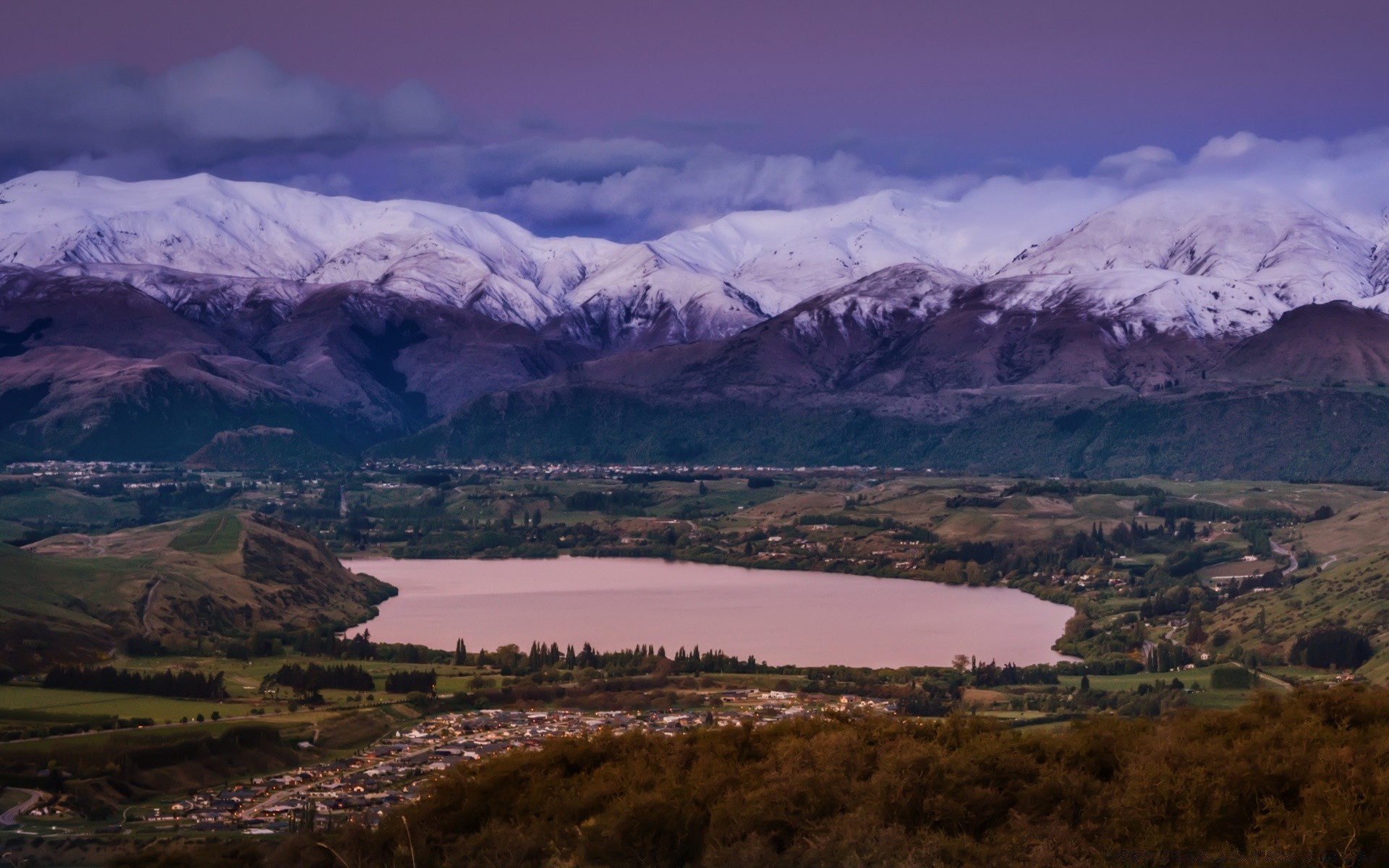 australien und ozeanien landschaft wasser see berge reisen fluss im freien tal landschaftlich himmel schnee sonnenuntergang natur hügel dämmerung