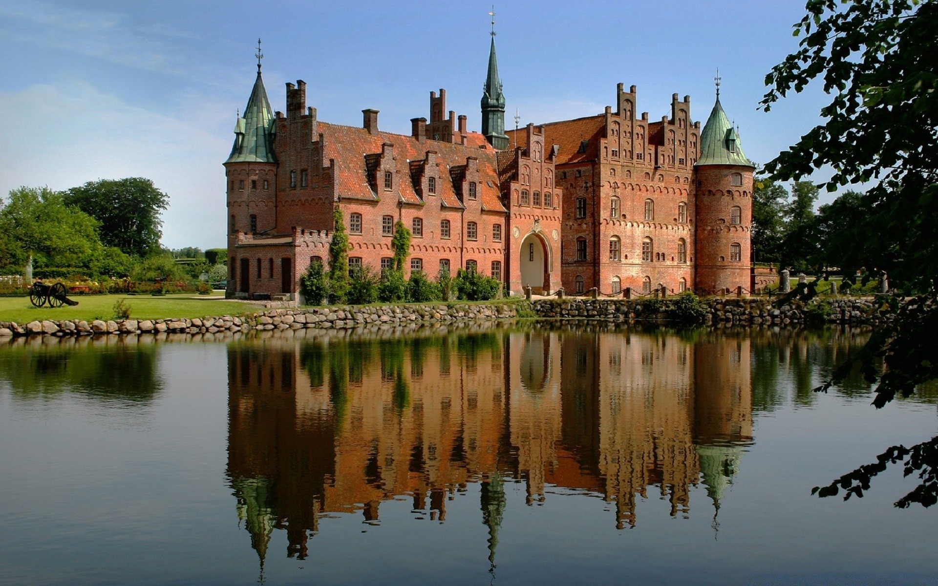 other city architecture castle gothic river outdoors travel old moat building tower water chateau renaissance sky reflection canal ancient royalty fortress