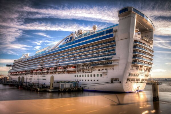 Majestic liner and gorgeous sky