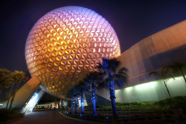 A huge ball on the building