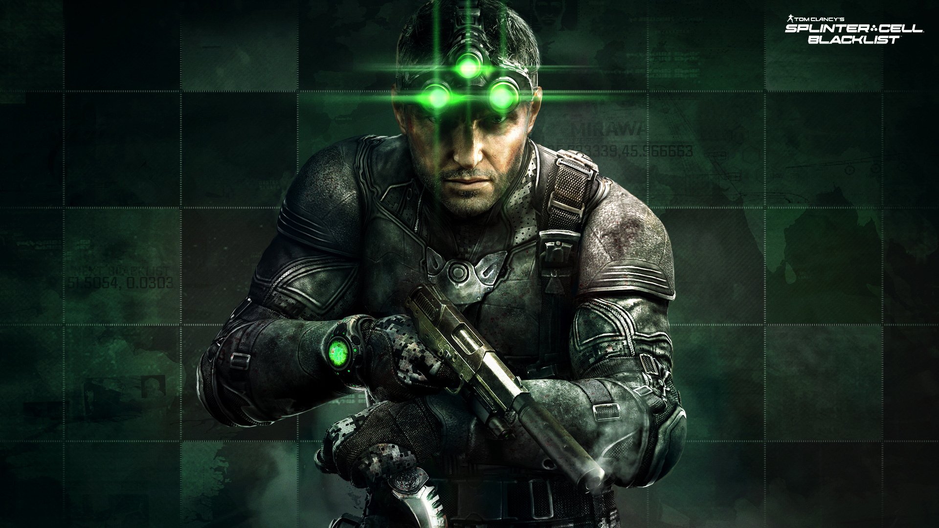 тома клэнси splinter cell : blacklist разделённые ячейки: черный список том клэнси сэм фишер сэмуэль лео фишер сэмюэл л. фишер агент оружие пистолет нож очки ночного видения экипировка ubisoft toronto