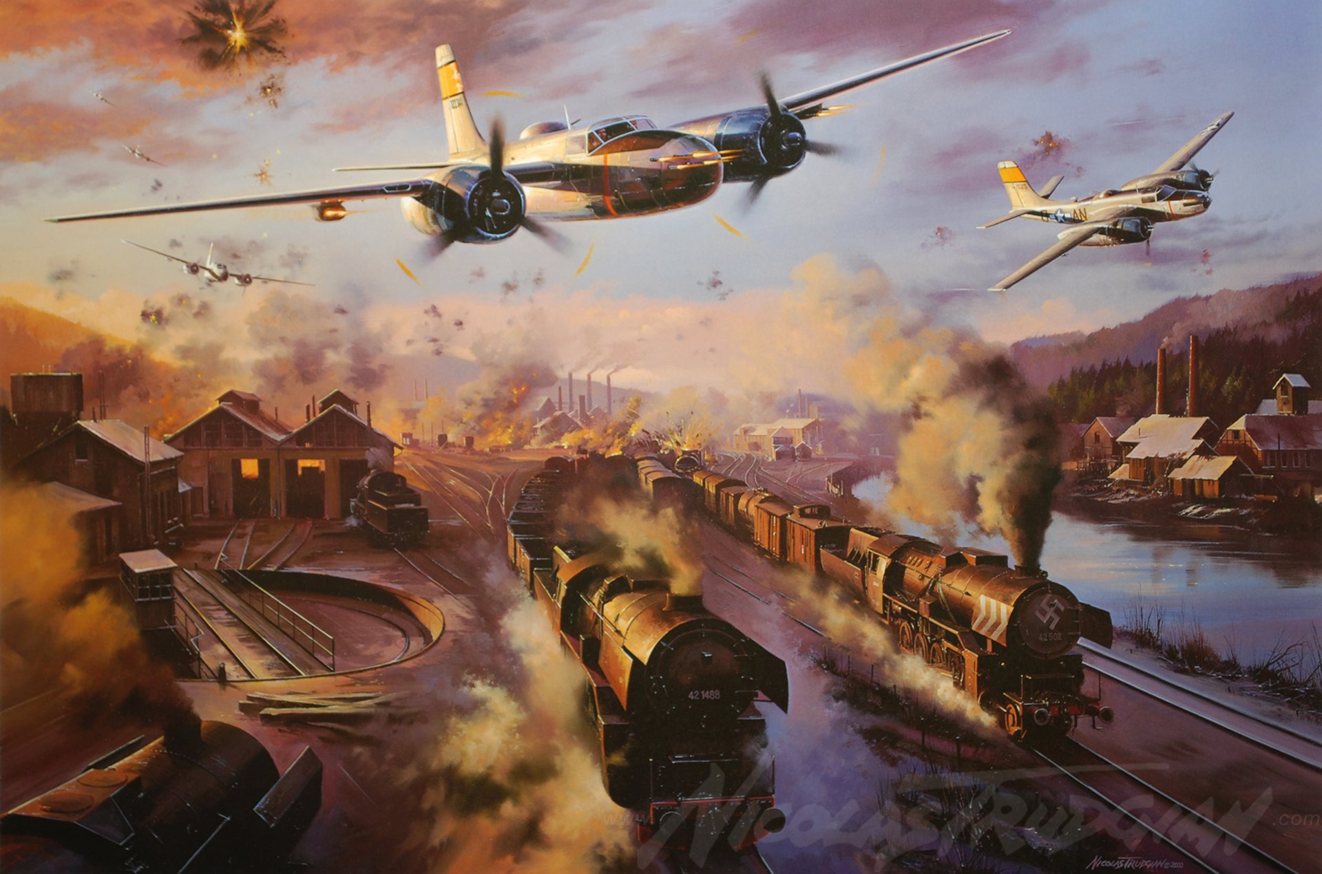 a-26 invader захватчик а-26 штурмовик бомбардировщик ww2 живопись самолет искусство самолет